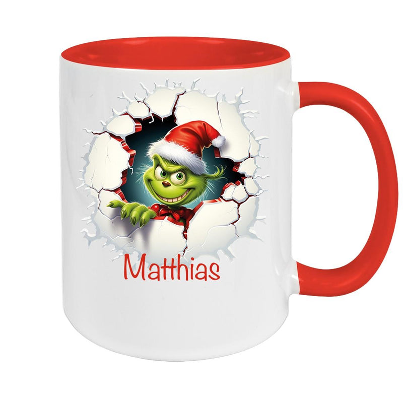 Tasse Wunschname Weihnachten Grinch 8 Keramik Kinderbecher versch. Farben