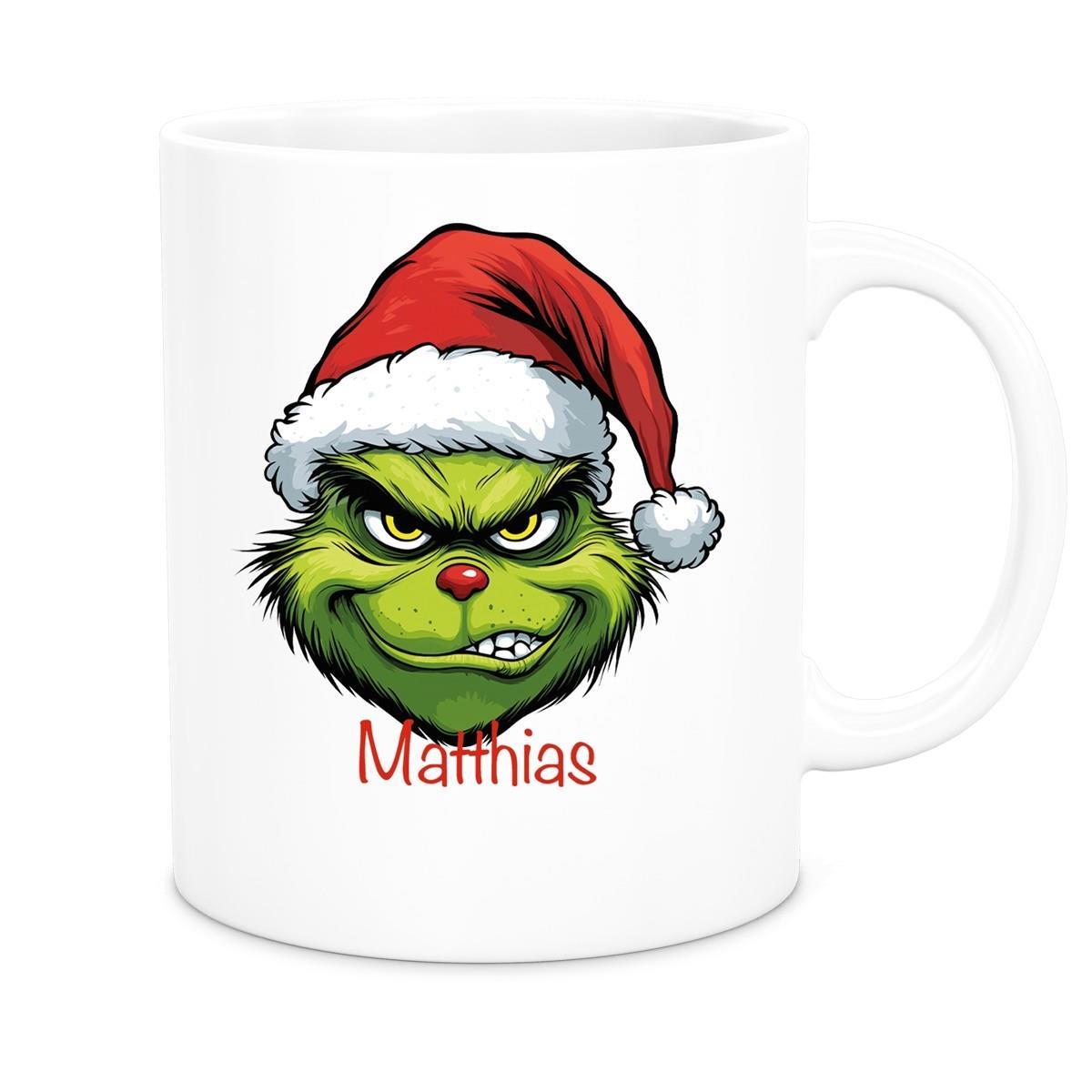 Tasse Wunschname Weihnachten Grinch 9 Keramik Kinderbecher versch. Farben