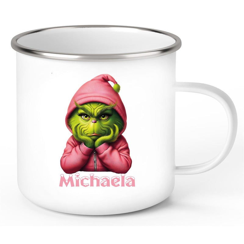 Tasse Wunschname Weihnachten Grinch 10 Emaille Kinderbecher