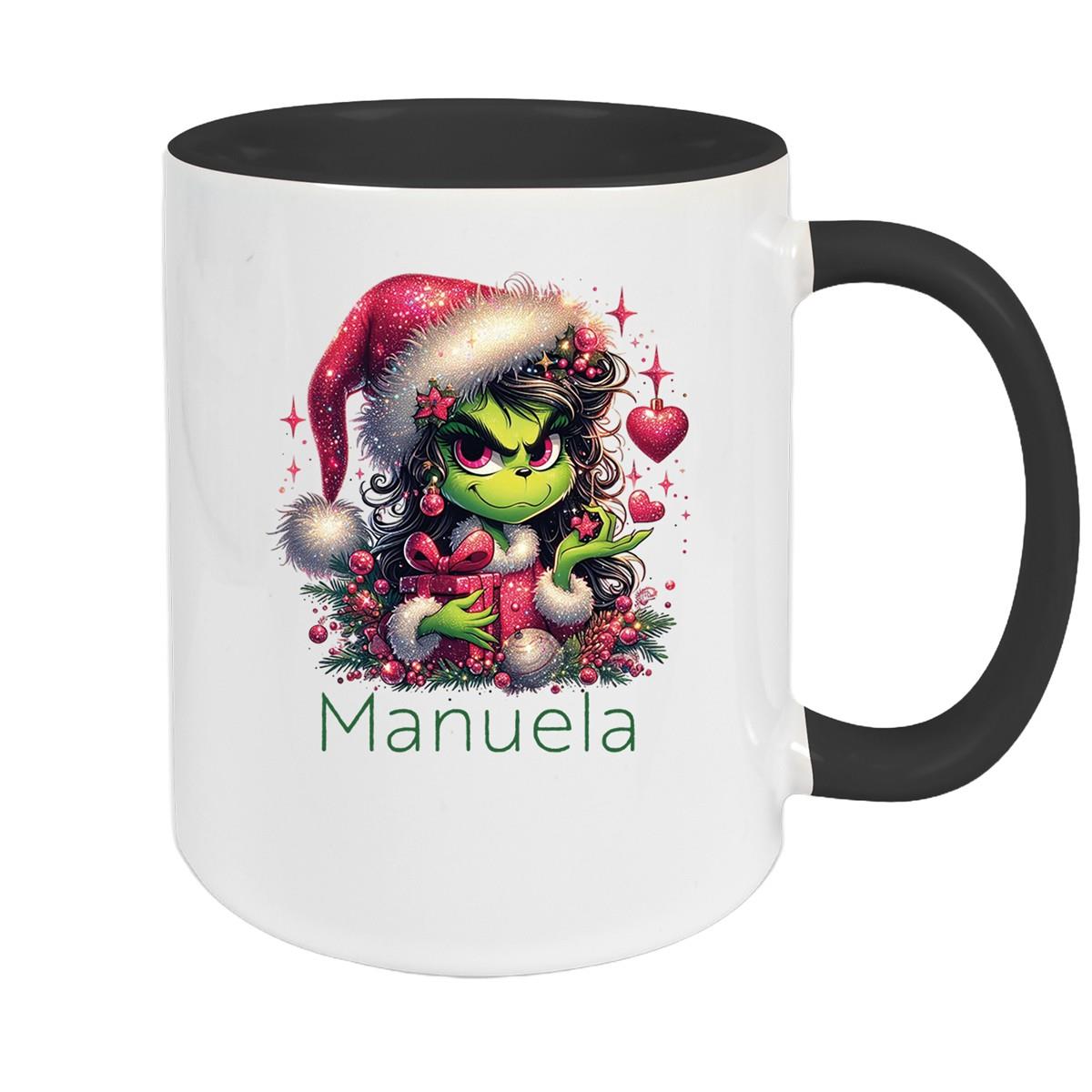 Tasse Wunschname Weihnachten Lady-Grinch 2 Keramik Kinderbecher versch. Farben