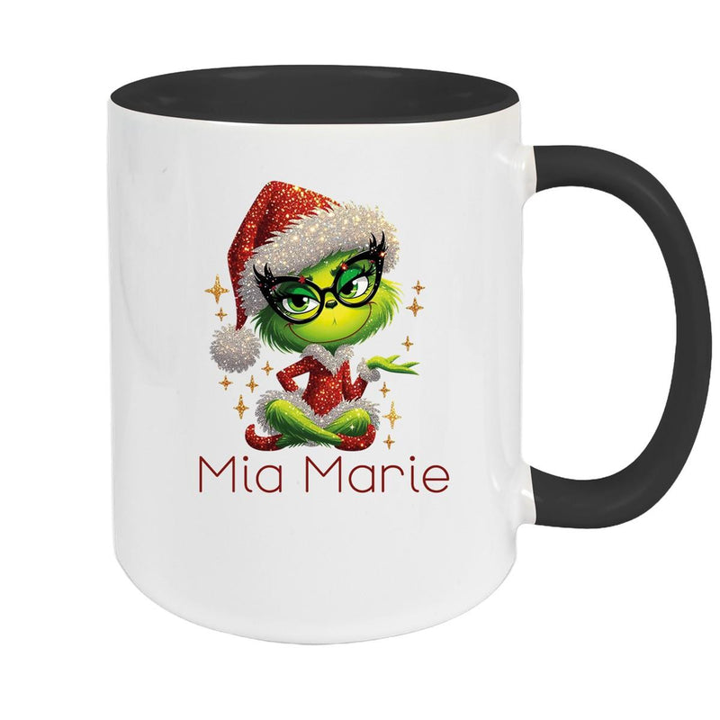 Tasse Wunschname Weihnachten Lady-Grinch 4 Keramik Kinderbecher versch. Farben