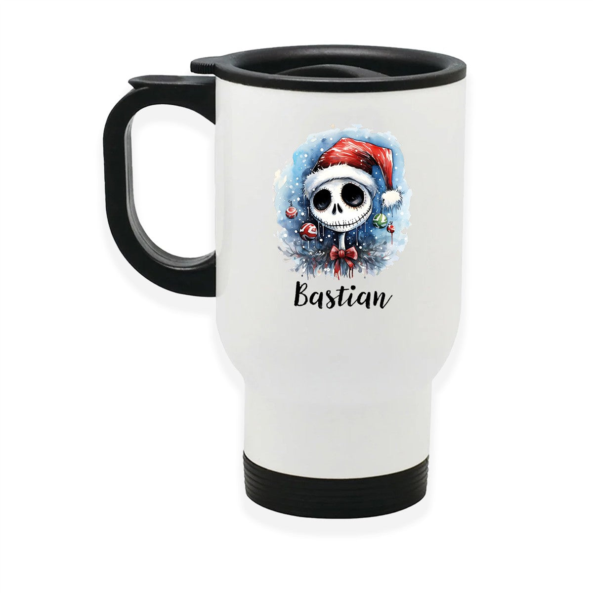 Edelstahl-Thermobecher mit Deckel Weihnachten Nightmare before Christmas 2 personalisiert weiß