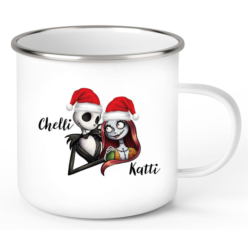 Tasse Wunschname Weihnachten Skull Nightmare before Christmas 3 Emaille Becher