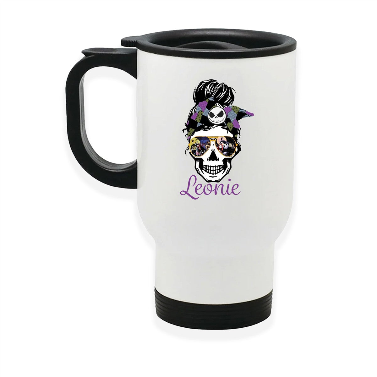 Edelstahl-Thermobecher mit Deckel Weihnachten Nightmare before Christmas 8 personalisiert weiß