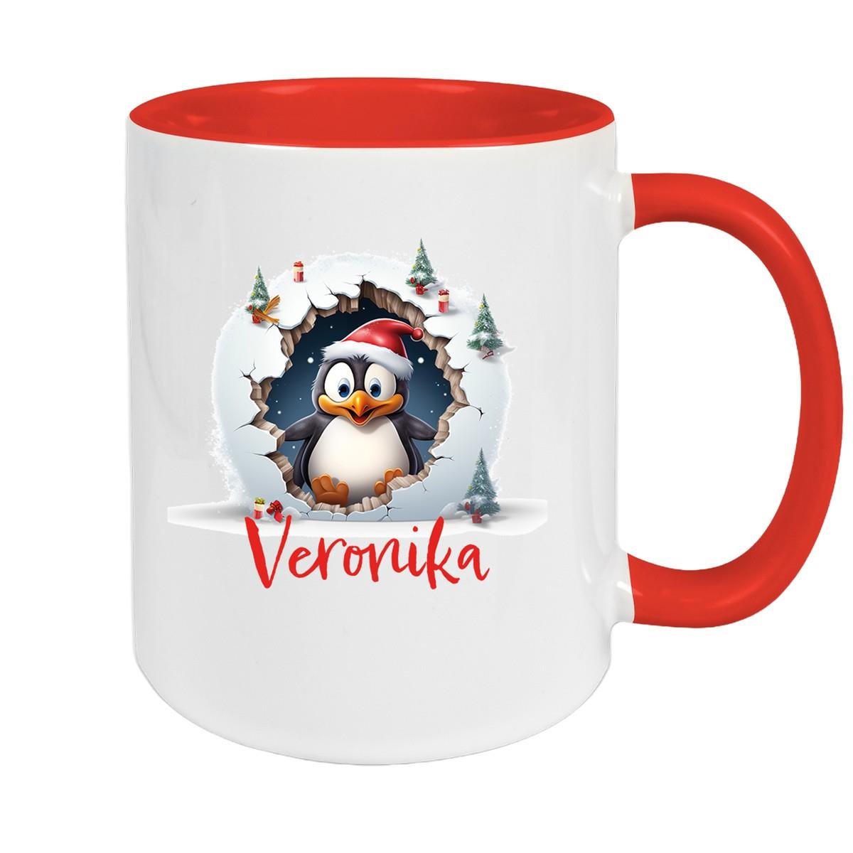 Tasse Wunschname Christmas Pinguin 2 Keramik Kinderbecher versch. Farben