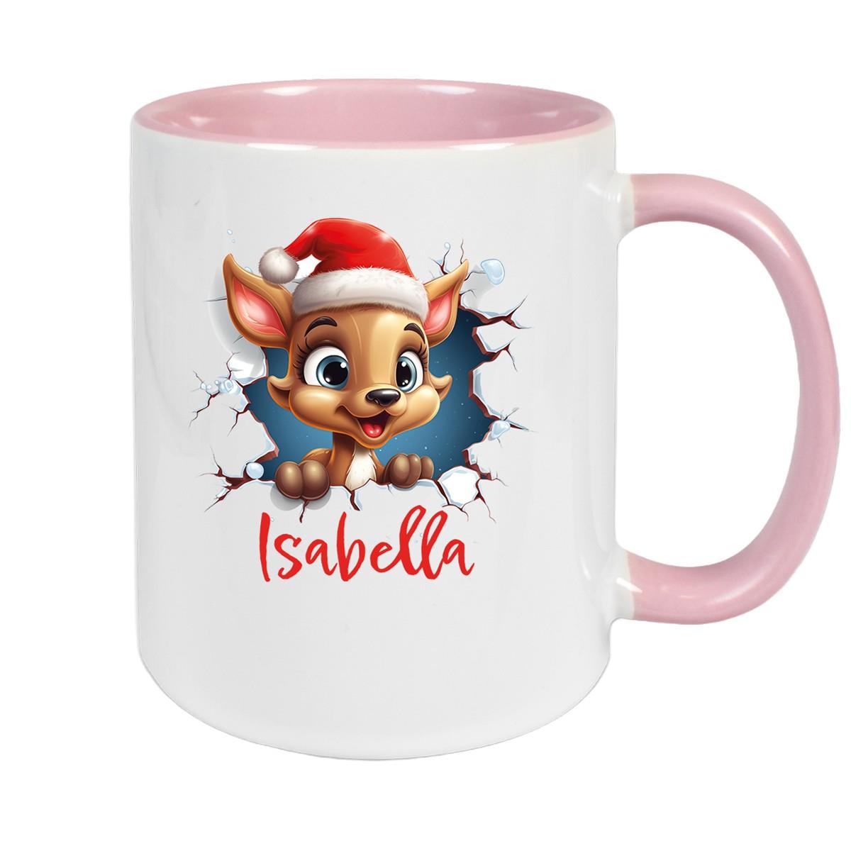 Tasse Wunschname Christmas Rentier 1 Keramik Kinderbecher versch. Farben