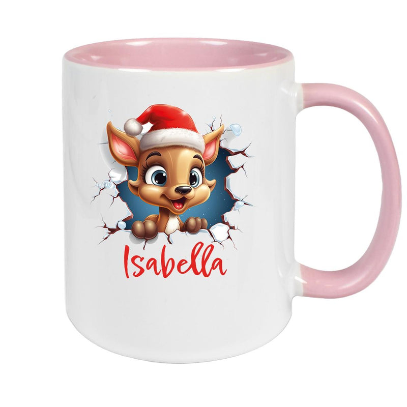 Tasse Wunschname Christmas Rentier 1 Keramik Kinderbecher versch. Farben