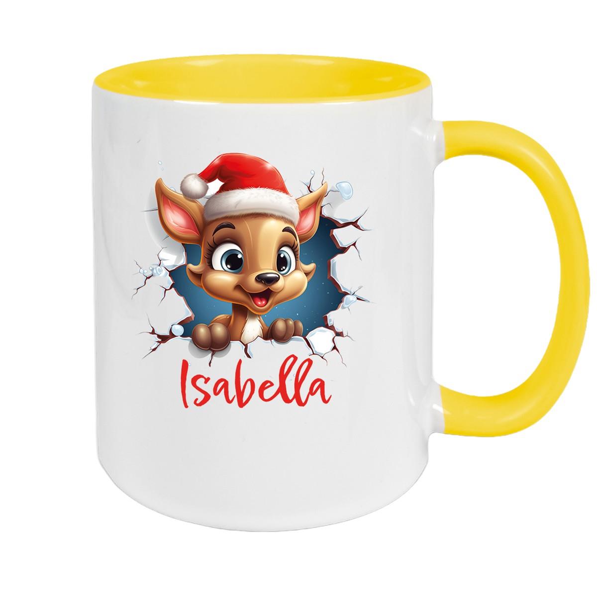 Tasse Wunschname Christmas Rentier 1 Keramik Kinderbecher versch. Farben