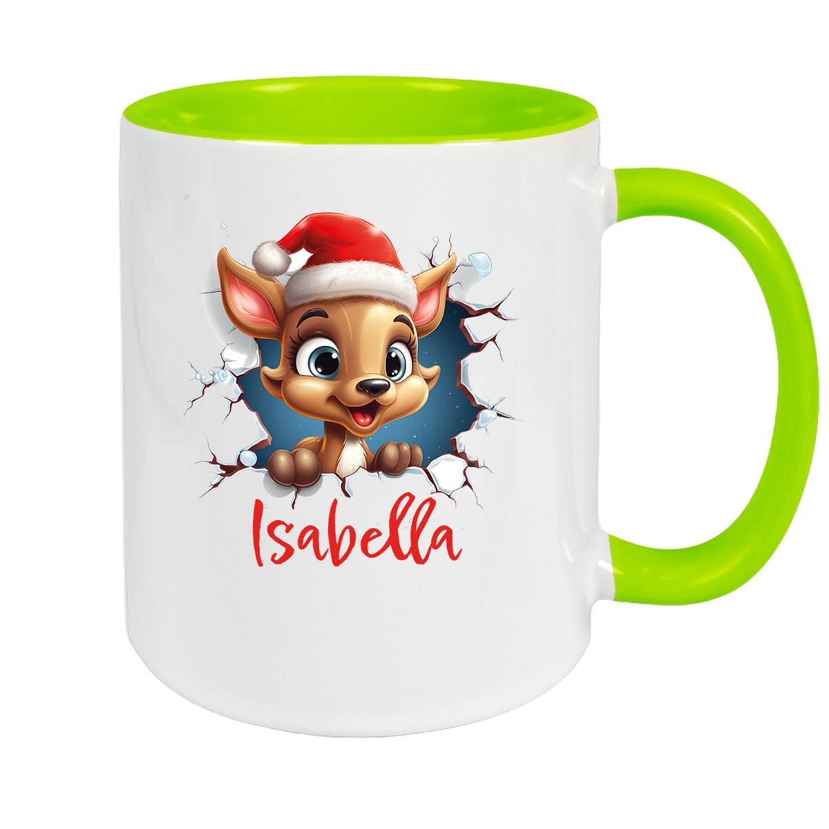 Tasse Wunschname Christmas Rentier 1 Keramik Kinderbecher versch. Farben