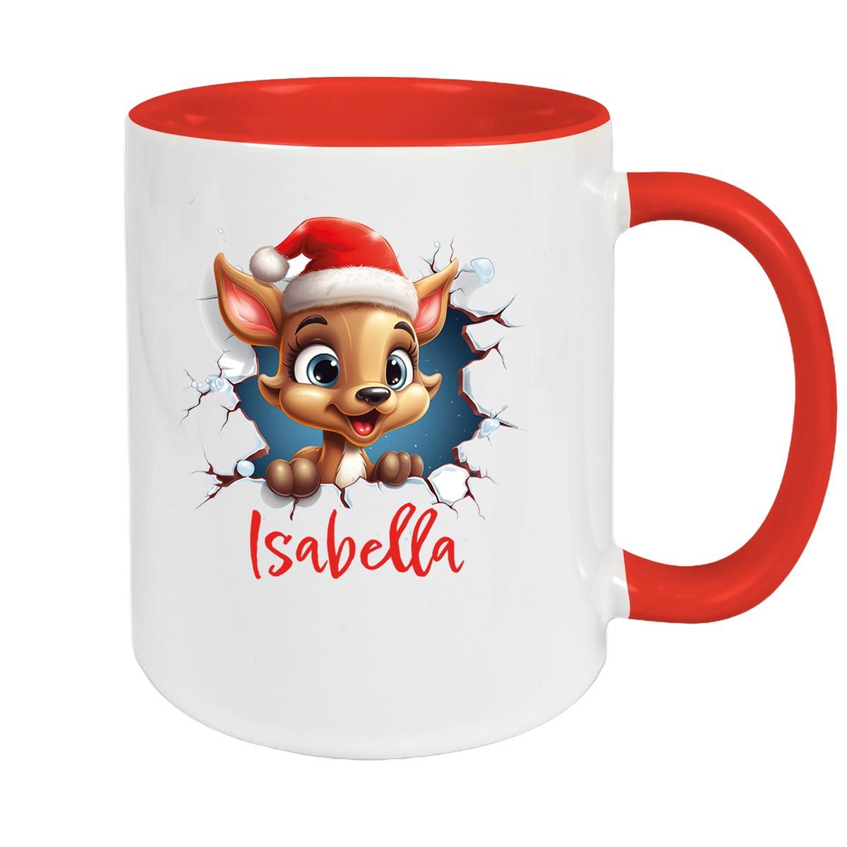 Tasse Wunschname Christmas Rentier 1 Keramik Kinderbecher versch. Farben