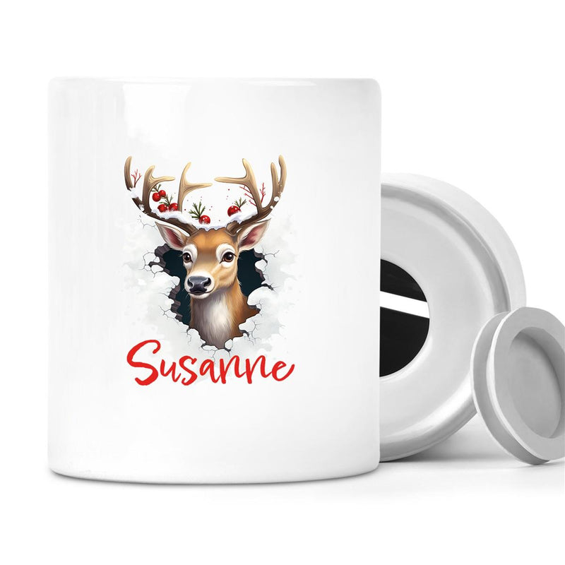 Spardose mit Wunschname Weihnachten Rentier 2 Personalisiert
