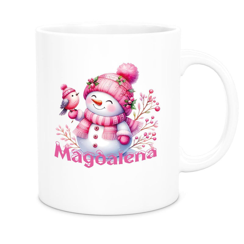 Tasse Wunschname Weihnachten Schneemann 1 Keramik Kinderbecher versch. Farben
