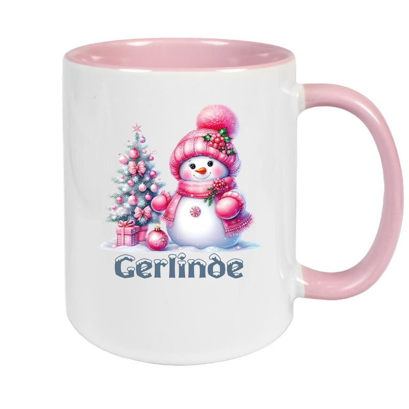 Tasse Wunschname Weihnachten Schneemann 3 Keramik Kinderbecher versch. Farben