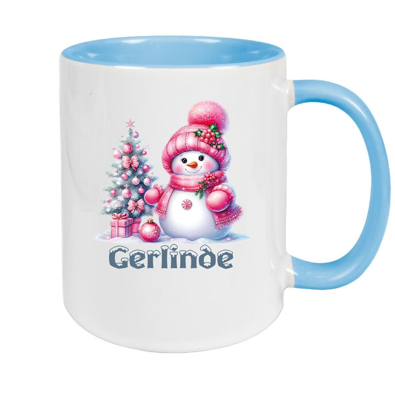 Tasse Wunschname Weihnachten Schneemann 3 Keramik Kinderbecher versch. Farben