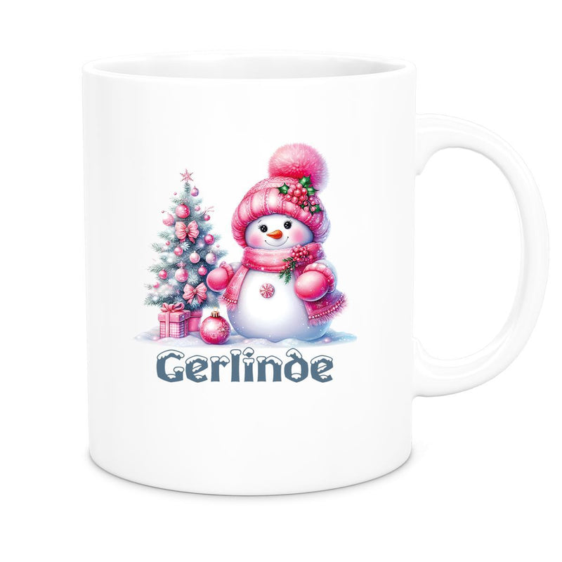 Tasse Wunschname Weihnachten Schneemann 3 Keramik Kinderbecher versch. Farben