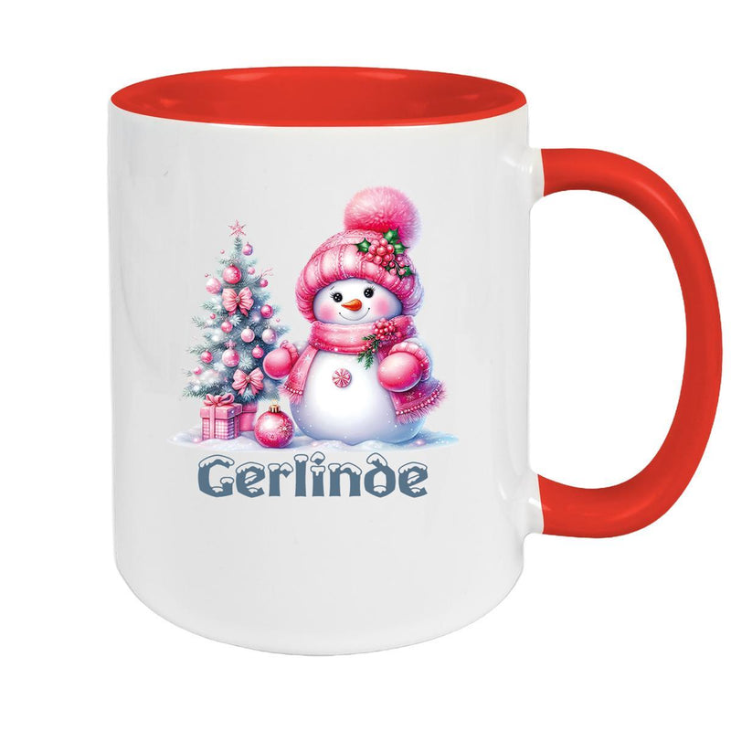 Tasse Wunschname Weihnachten Schneemann 3 Keramik Kinderbecher versch. Farben