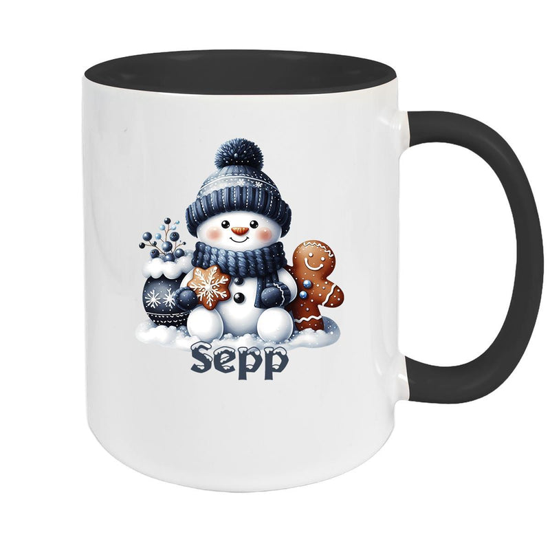 Tasse Wunschname Weihnachten Schneemann 4 Keramik Kinderbecher versch. Farben