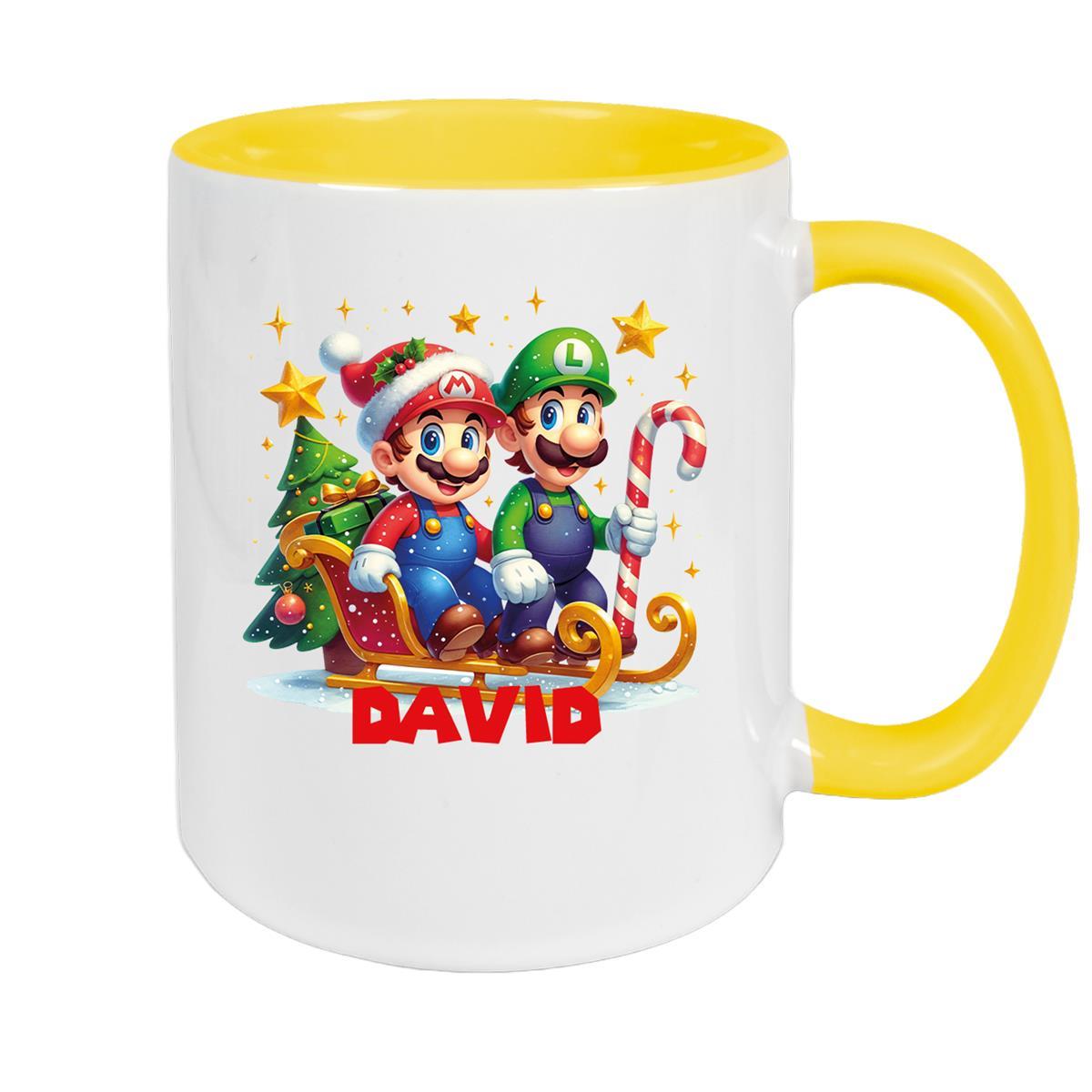 Tasse Wunschname Weihnachten Super-Mario 1 Keramik Kinderbecher versch. Farben