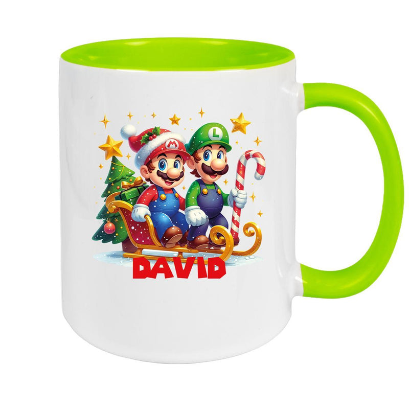 Tasse Wunschname Weihnachten Super-Mario 1 Keramik Kinderbecher versch. Farben