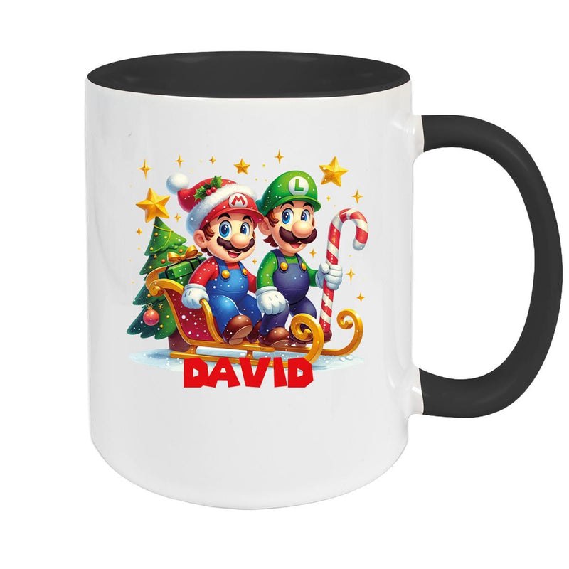 Tasse Wunschname Weihnachten Super-Mario 1 Keramik Kinderbecher versch. Farben