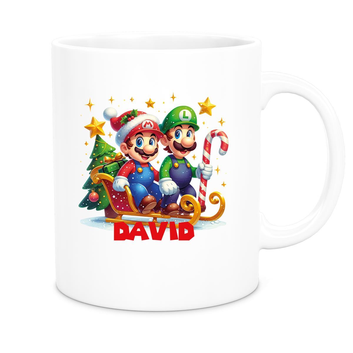 Tasse Wunschname Weihnachten Super-Mario 1 Keramik Kinderbecher versch. Farben