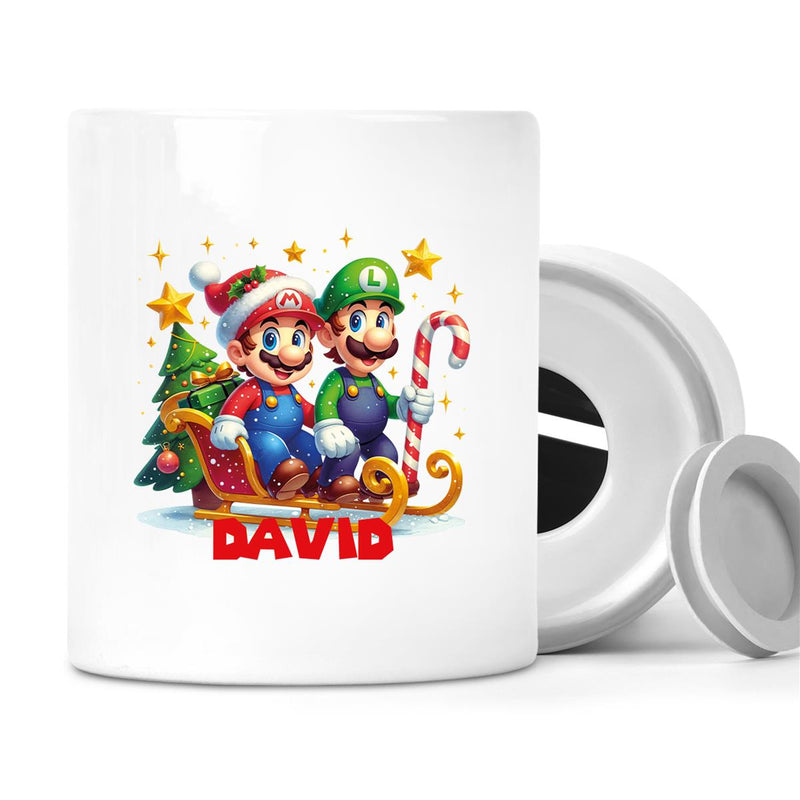 Spardose mit Wunschname Weihnachten Super-Mario 1 personalisiert