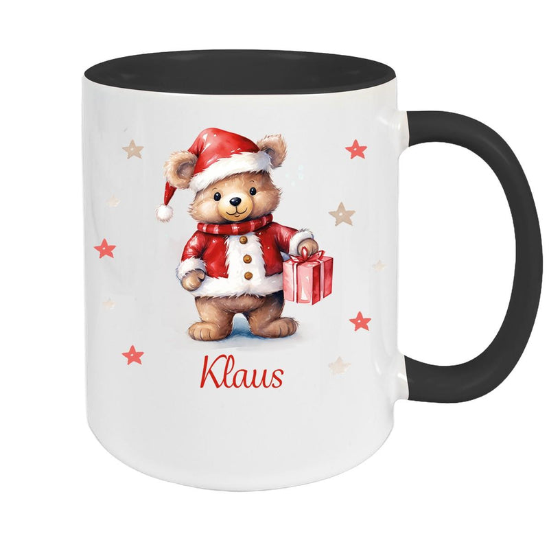 Tasse Wunschname Weihnachten Teddy Sterne Keramik Kinderbecher versch. Farben