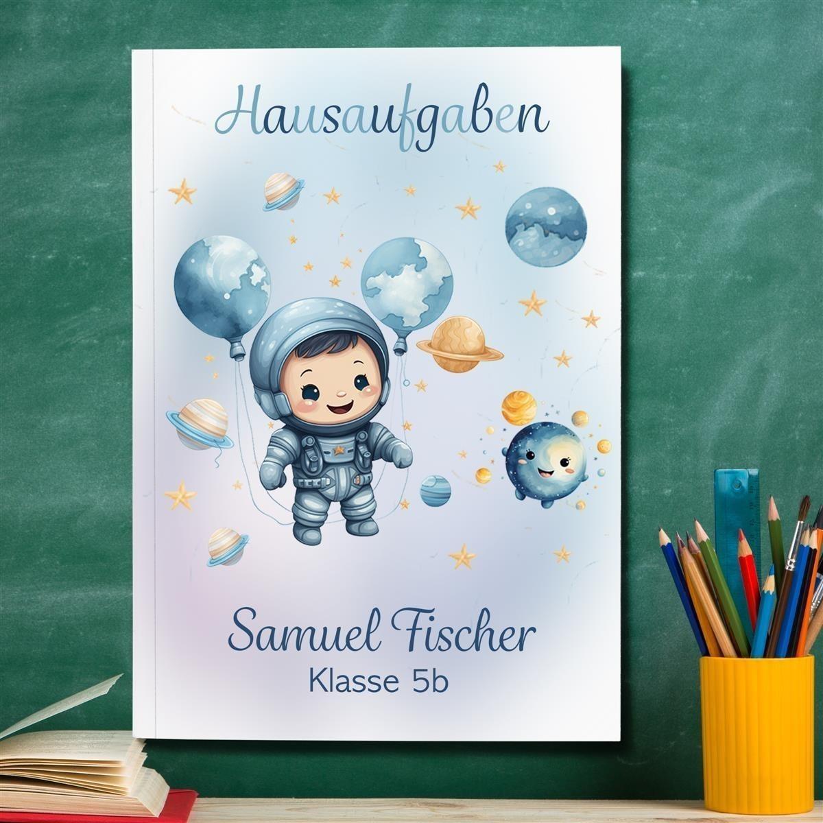 Hausaufgabenheft Astronaut 1  DIN A5 - 48 Blatt mit Name und Klasse