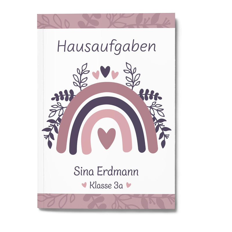 Hausaufgabenheft Regenbogen 2 DIN A5 - 48 Blatt mit Name und Klasse