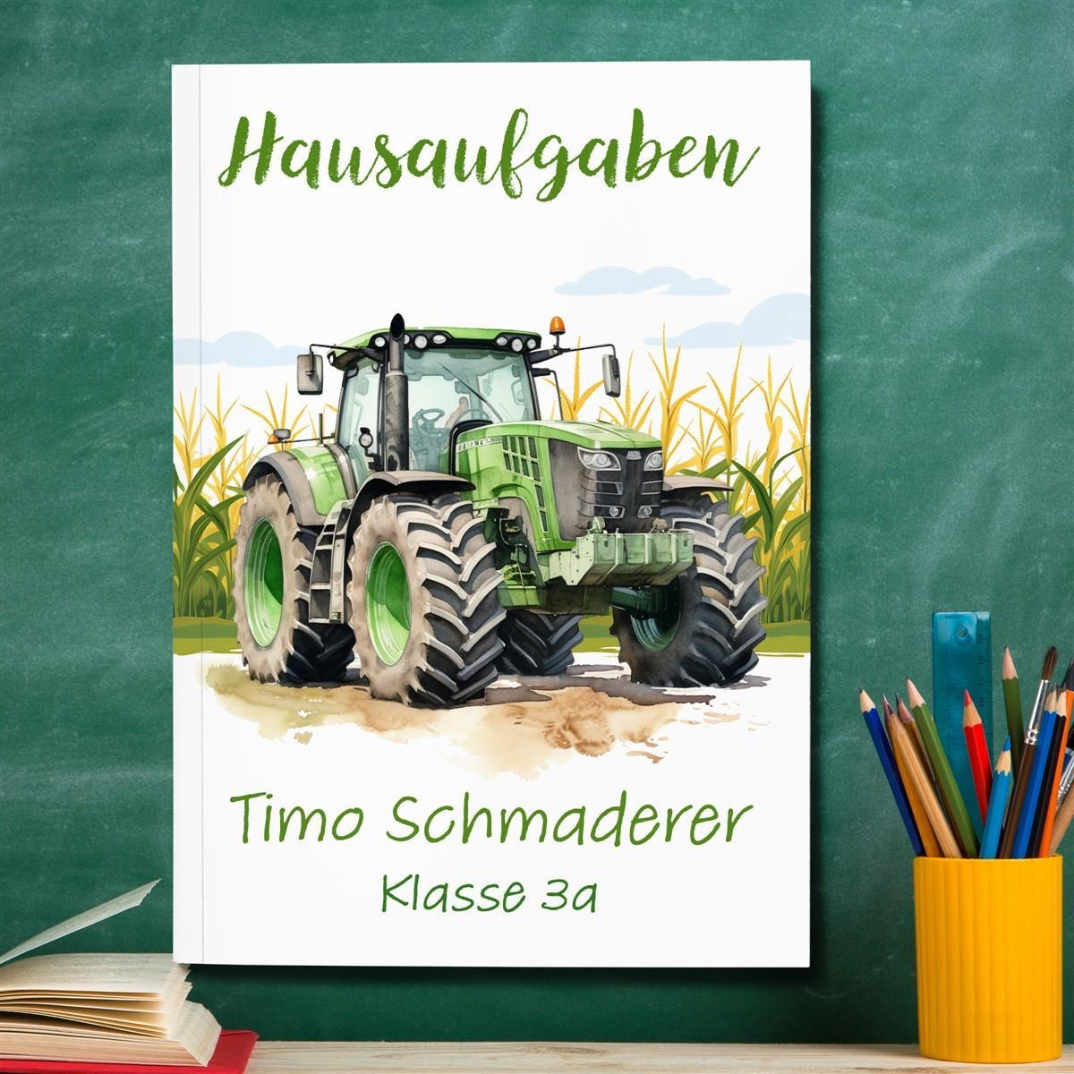 Hausaufgabenheft Traktor 1 DIN A5 - 48 Blatt mit Name und Klasse