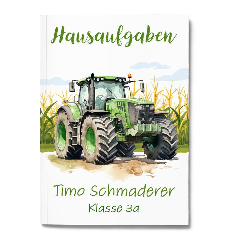Hausaufgabenheft Traktor 1 DIN A5 - 48 Blatt mit Name und Klasse