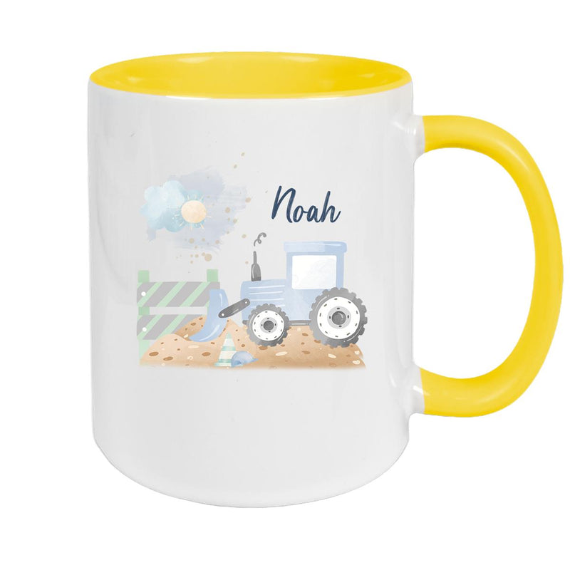 Tasse Wunschname Baustelle Traktor 1 Keramik Kinderbecher versch. Farben