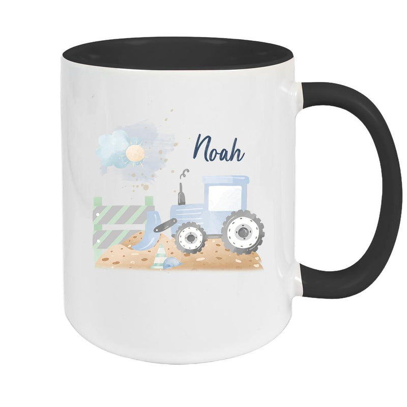 Tasse Wunschname Baustelle Traktor 1 Keramik Kinderbecher versch. Farben
