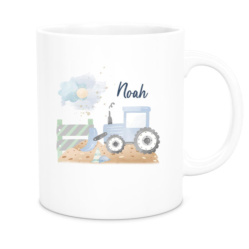 Tasse Wunschname Baustelle Traktor 1 Keramik Kinderbecher versch. Farben