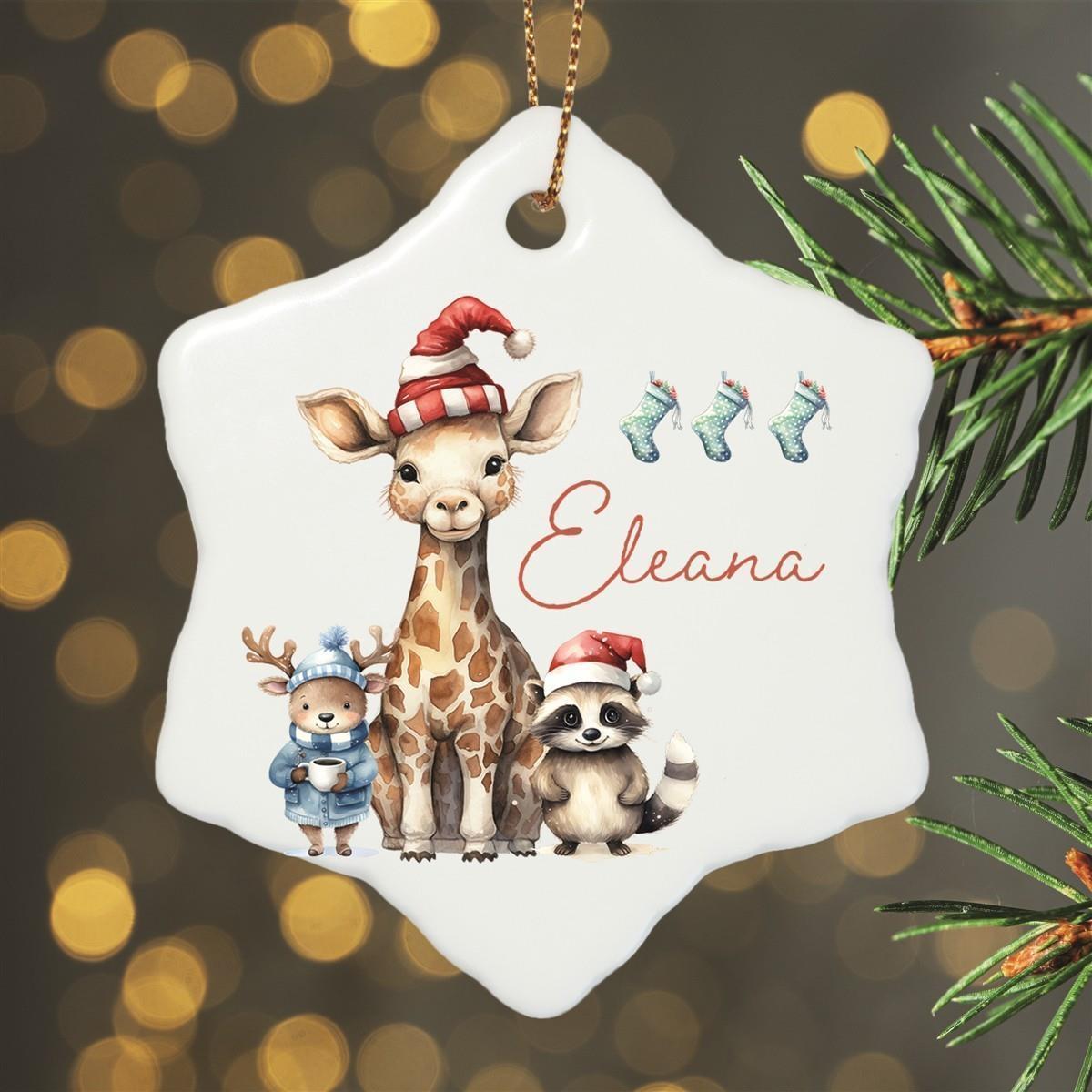 Personalized Christmas Ornaments Animals 1 Name Motif Ceramic Ornament, Christmas Decoration, Christmas Ball, Christmas Tree Ornament