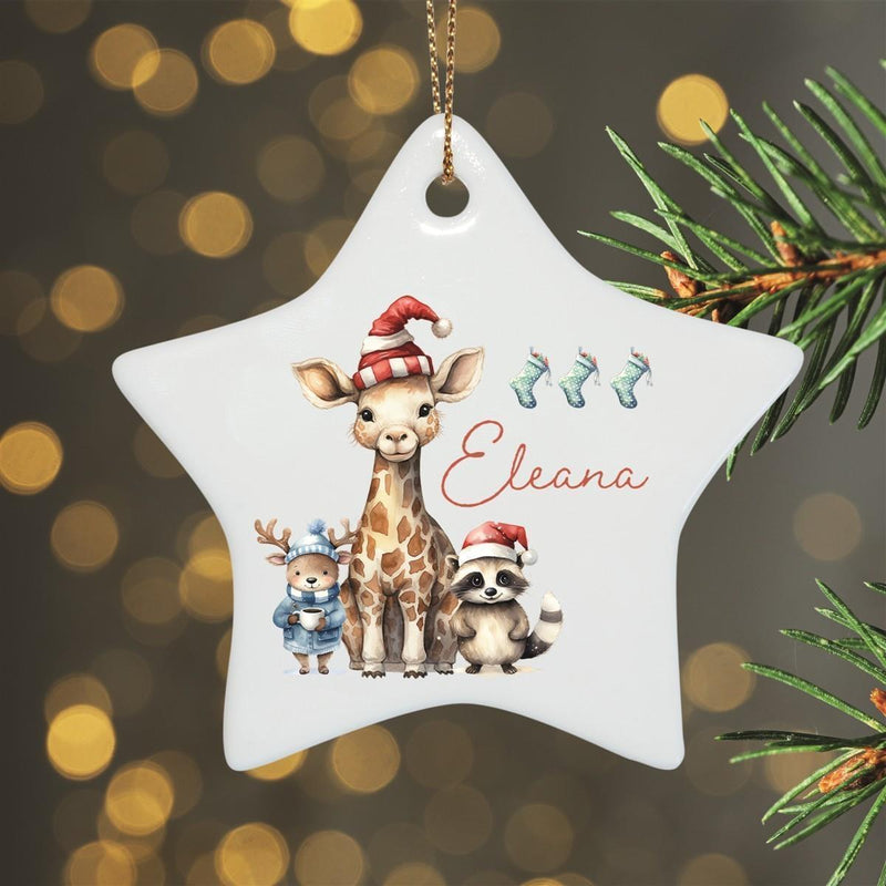 Personalized Christmas Ornaments Animals 1 Name Motif Ceramic Ornament, Christmas Decoration, Christmas Ball, Christmas Tree Ornament