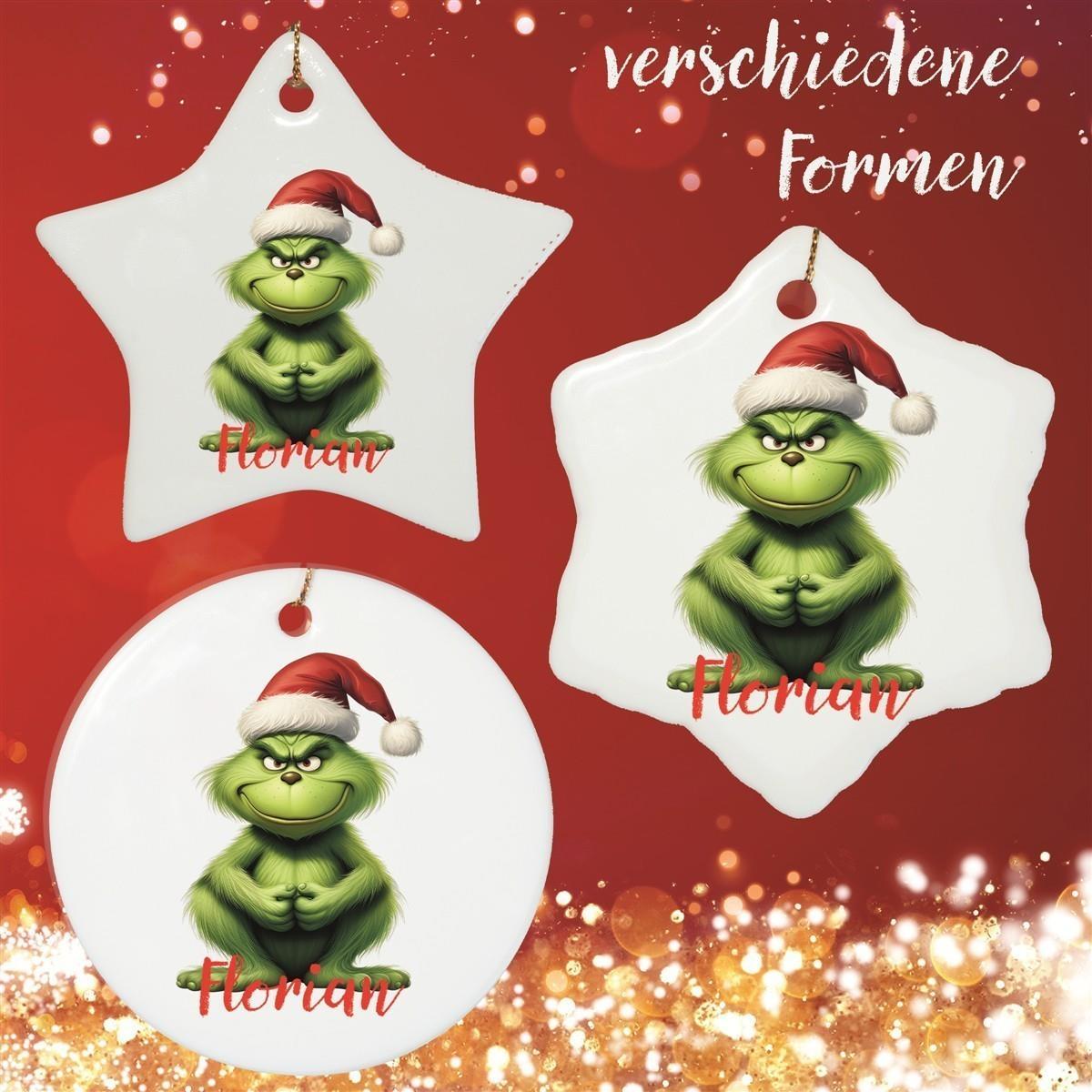 Weihnachtsanhänger personalisiert Grinch 5 Name Motiv Anhänger Keramik, Weihnachtsschmuck, Weihnachtskugel, Christbaumschmuck versch. Formen