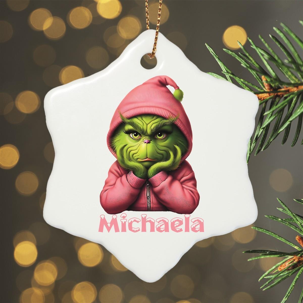 Christmas ornament personalized Grinch 10 Name Design Ceramic ornament, Christmas decoration, Christmas bauble, Christmas tree ornament various shapes