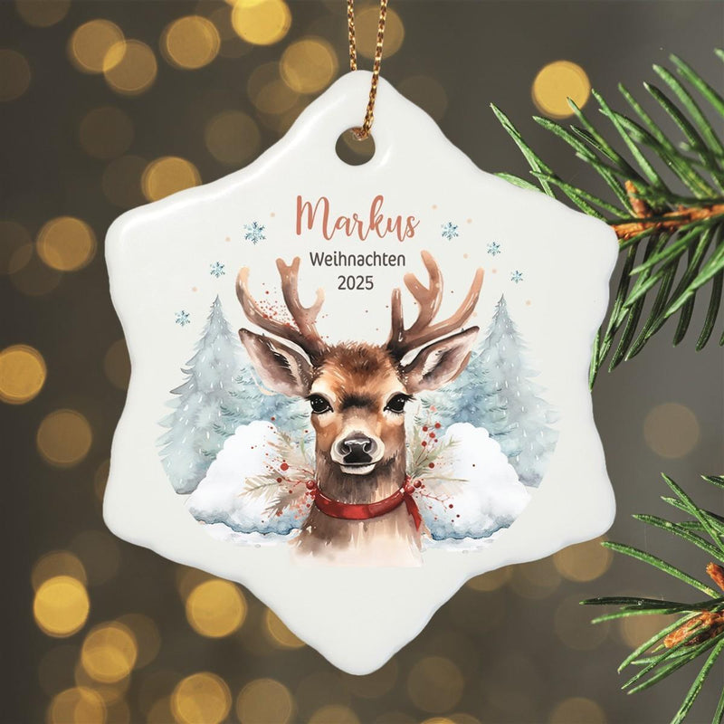 Christmas Ornament Personalized Reindeer Dad 1 Name Motif Ceramic Ornament, Christmas Decoration, Christmas Ball, Christmas Tree Decoration various shapes