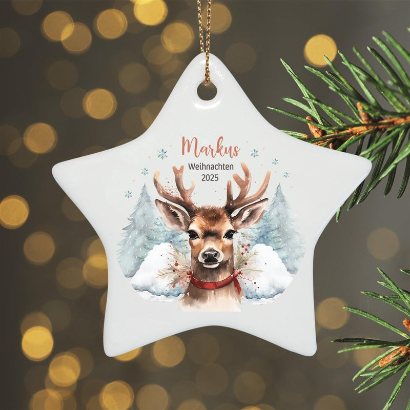 Christmas Ornament Personalized Reindeer Dad 1 Name Motif Ceramic Ornament, Christmas Decoration, Christmas Ball, Christmas Tree Decoration various shapes