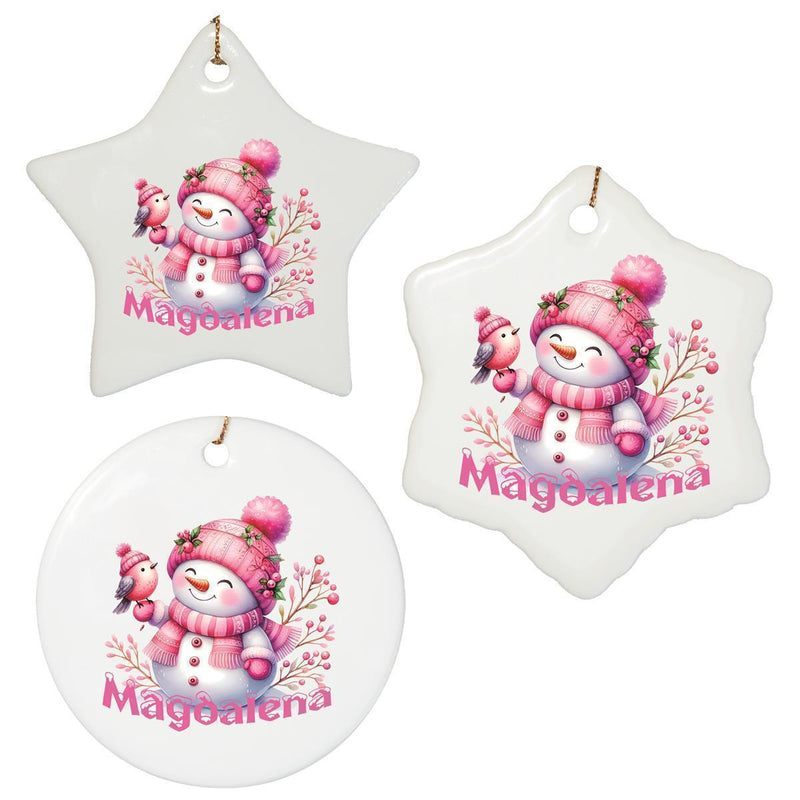Personalized Christmas ornament snowman 1 name motif ceramic pendant, Christmas decoration, Christmas bauble, Christmas tree ornament various shapes