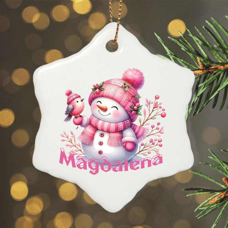 Personalized Christmas ornament snowman 1 name motif ceramic pendant, Christmas decoration, Christmas bauble, Christmas tree ornament various shapes