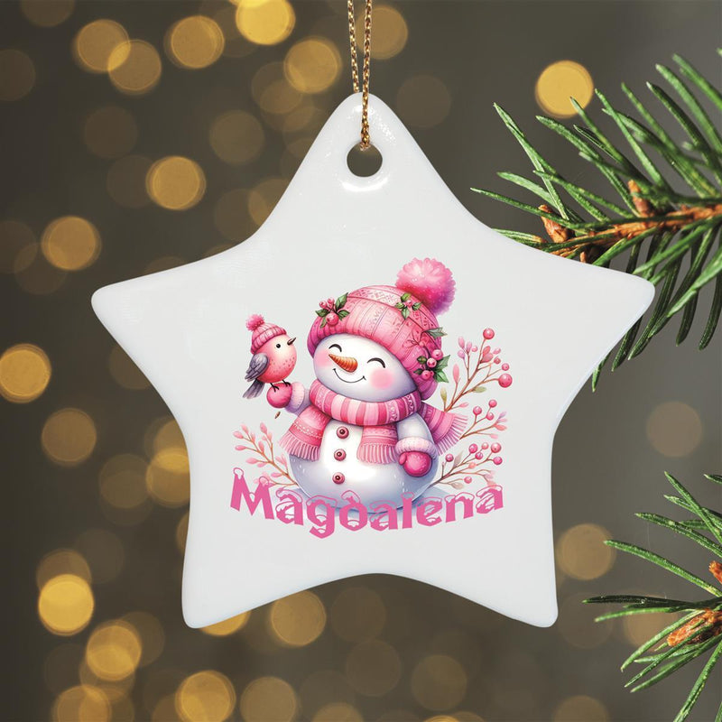 Personalized Christmas ornament snowman 1 name motif ceramic pendant, Christmas decoration, Christmas bauble, Christmas tree ornament various shapes