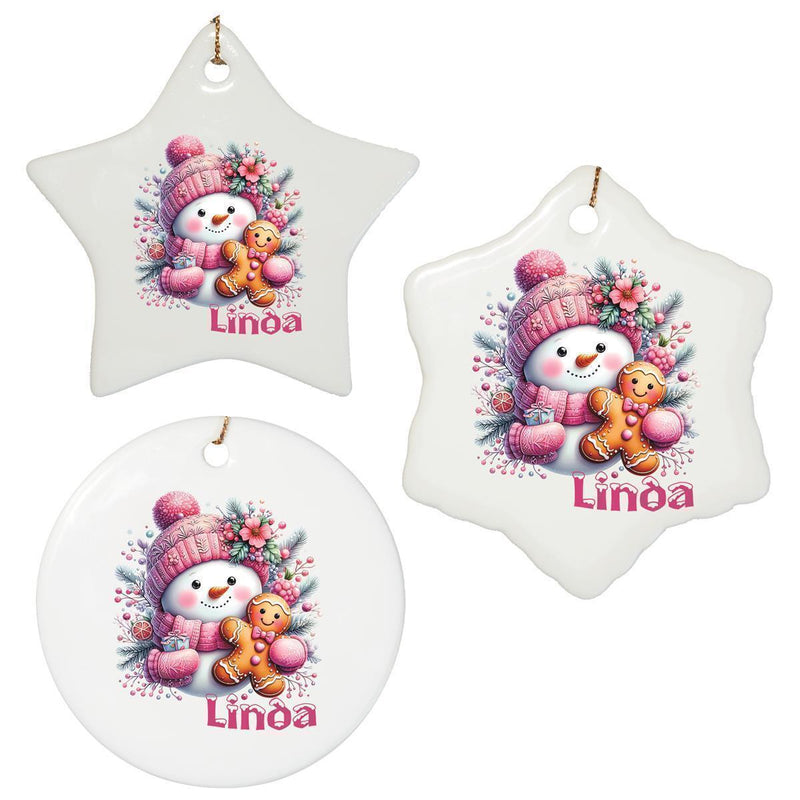 Personalized Christmas Ornament Snowman 2 Names Motif Ceramic Ornament, Christmas Decoration, Christmas Bauble, Christmas Tree Ornament various shapes