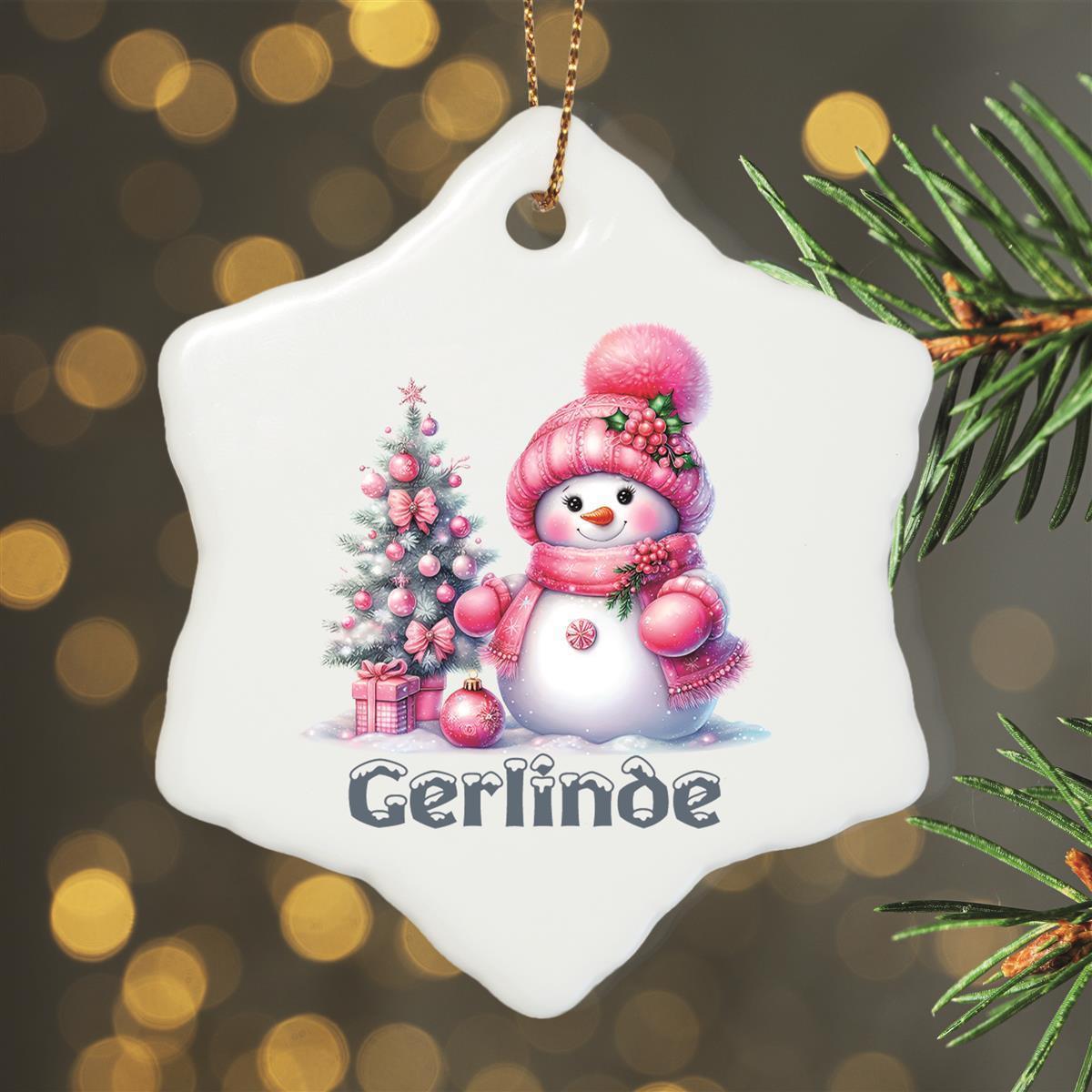 Christmas ornament personalized snowman 3 name motif ceramic pendant, Christmas decoration, Christmas bauble, Christmas tree ornament various shapes