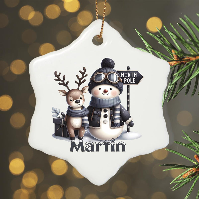 Christmas Ornament Personalized Snowman 5 Name Motif Ceramic Pendant, Christmas Decoration, Christmas Ball, Christmas Tree Ornament various shapes