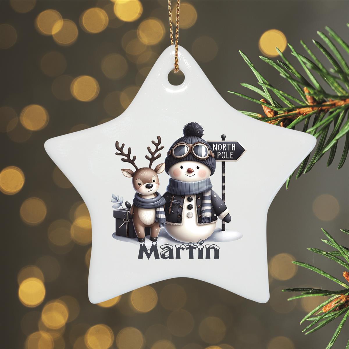Christmas Ornament Personalized Snowman 5 Name Motif Ceramic Pendant, Christmas Decoration, Christmas Ball, Christmas Tree Ornament various shapes