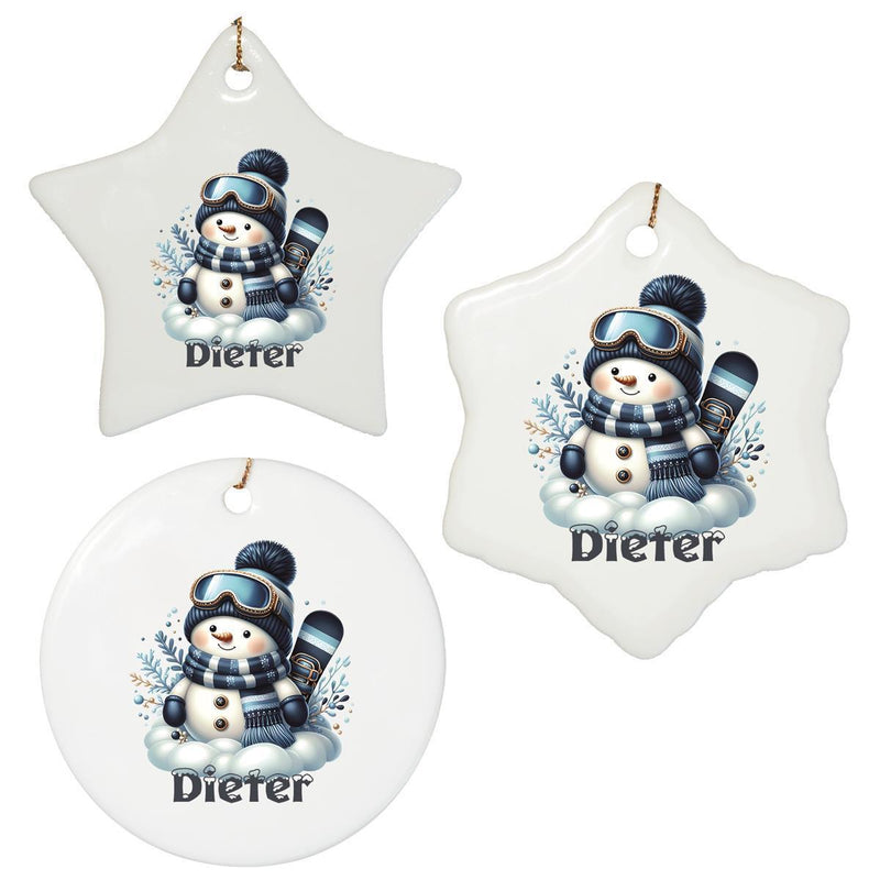 Christmas Ornament Personalized Snowman 6 Name Motif Pendant Ceramic, Christmas Decoration, Christmas Bauble, Christmas Tree Ornament various shapes