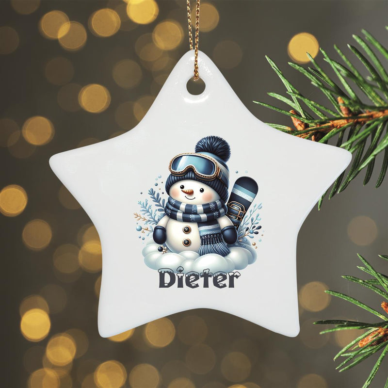 Christmas Ornament Personalized Snowman 6 Name Motif Pendant Ceramic, Christmas Decoration, Christmas Bauble, Christmas Tree Ornament various shapes