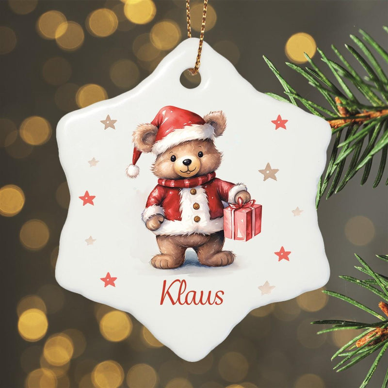Christmas Ornament Personalized Teddy Stars 1 Name Motif Pendant Ceramic, Christmas Decoration, Christmas Bauble, Christmas Tree Ornament various shapes